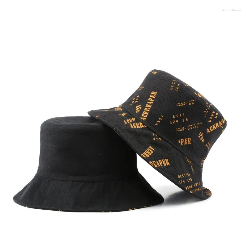 Berets Plaid Bucket Hat Women Cotton Print Casual Sunscreen Fishing Cap Panama Portable Outdoor Brim Double Sided Artist Beanie