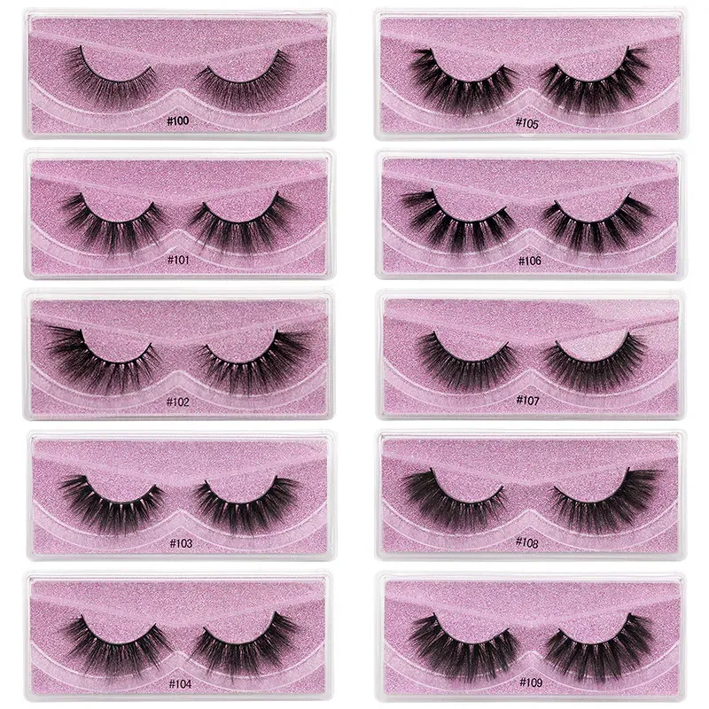 False eyelashes fiber imitation mink hair Lashes natural 3D curling single pair,Packing burgundy, yellow, green, purple, silver