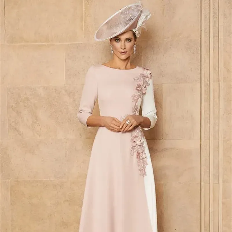 Vintage Rose and Ivory Mother of the Bride midi Wedding guest dress with Lace Appliques - Tea Length A-Line Prom Gown for Wedding Party and Formal