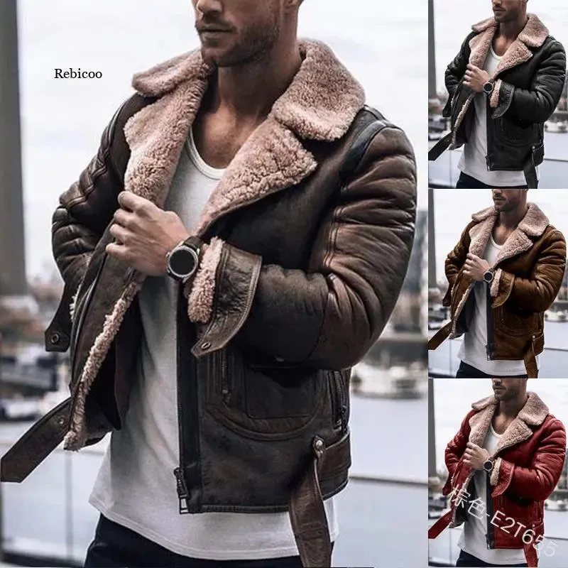 Men's Jackets Winter Jacket Men Imitation Leather Jacket Biker Motorcycle Zipper Long Sleeve Coat Top Streetwear Leather Jacket Men Coat 231016