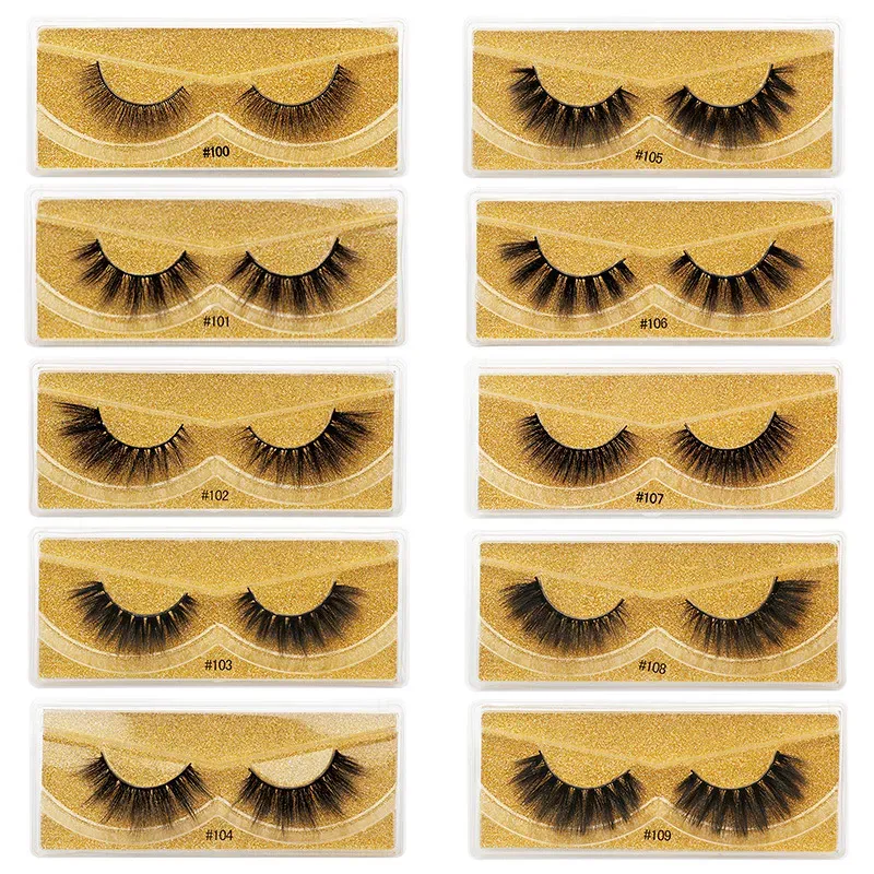 False eyelashes fiber imitation mink hair Lashes natural 3D curling single pair,Packing burgundy, yellow, green, purple, silver