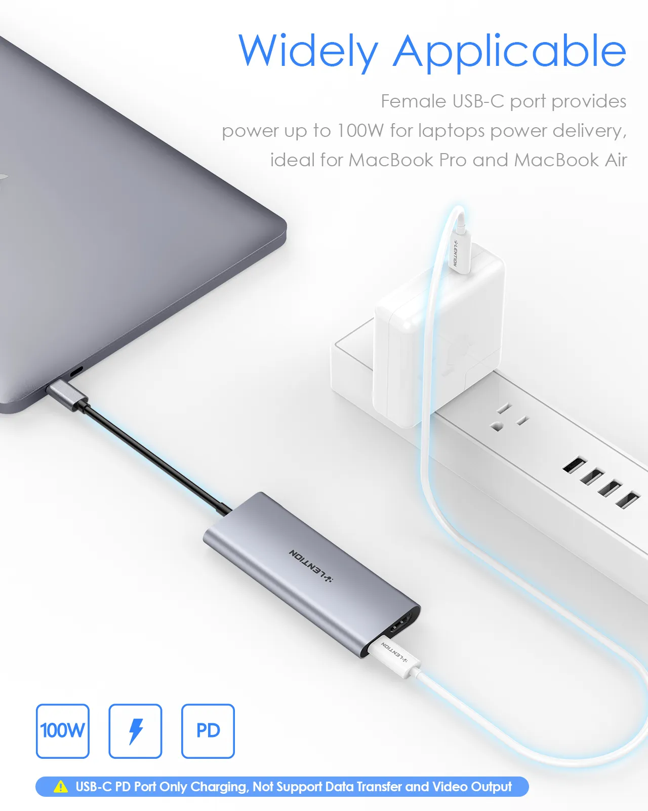 LENTION 4-in-1 USB-C Hub with Type C, USB 3.0, USB 2.0 Compatible 2023-2016  MacBook Pro 13/14/15/16, New Mac Air/Surface, ChromeBook, More, Multiport  Charging & Connecting Adapter (CB-C13, Silver) 