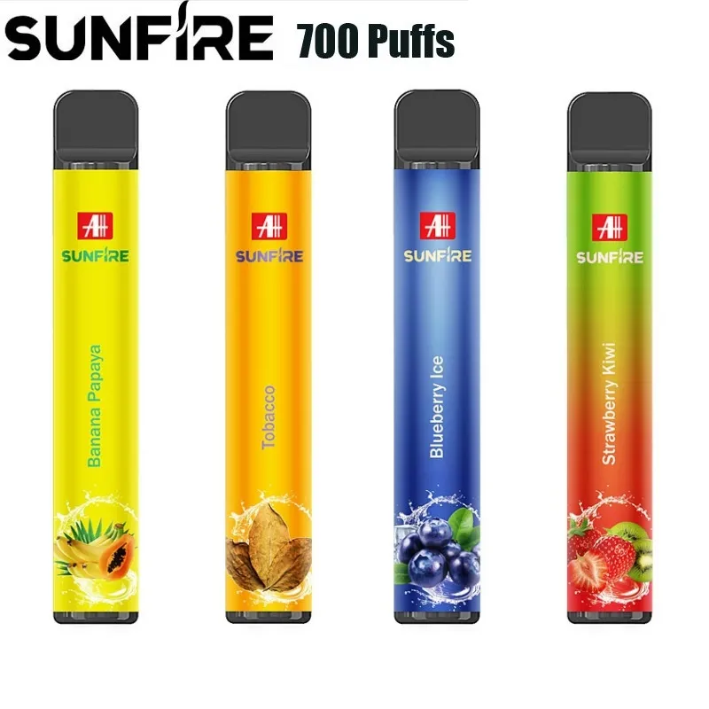 Authentic Sunfire Factory Supply Tpd Sunfire 700 Puffs Disposable Vape Pen 20mg 2ml Prefilled E Cigarettes Device 10 Flavors Not Rechargeable Vapes Vaper Vapor UK