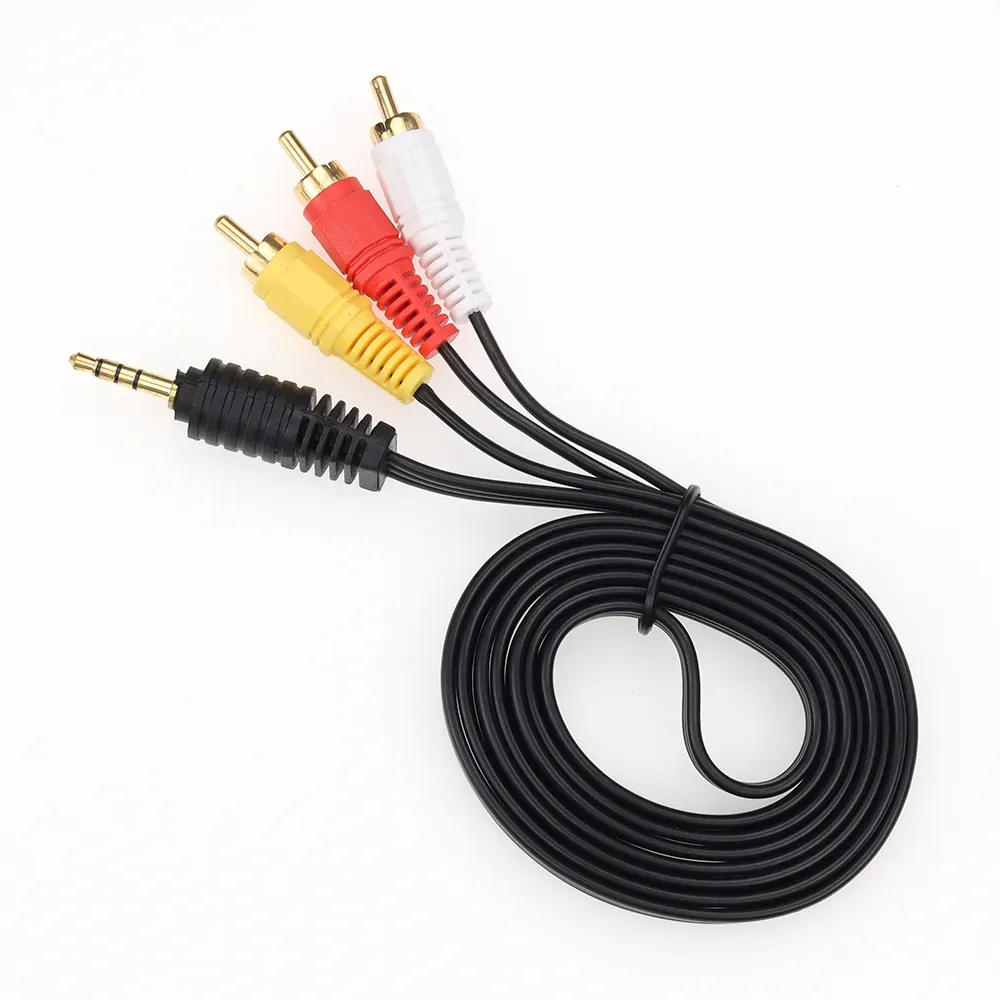 1.5M 3.5mm Jack To 3 RCA Male Audio Video AV Cables AUX Stereo Cable Cord Converter Wire for Speaker TV CD DVD Player