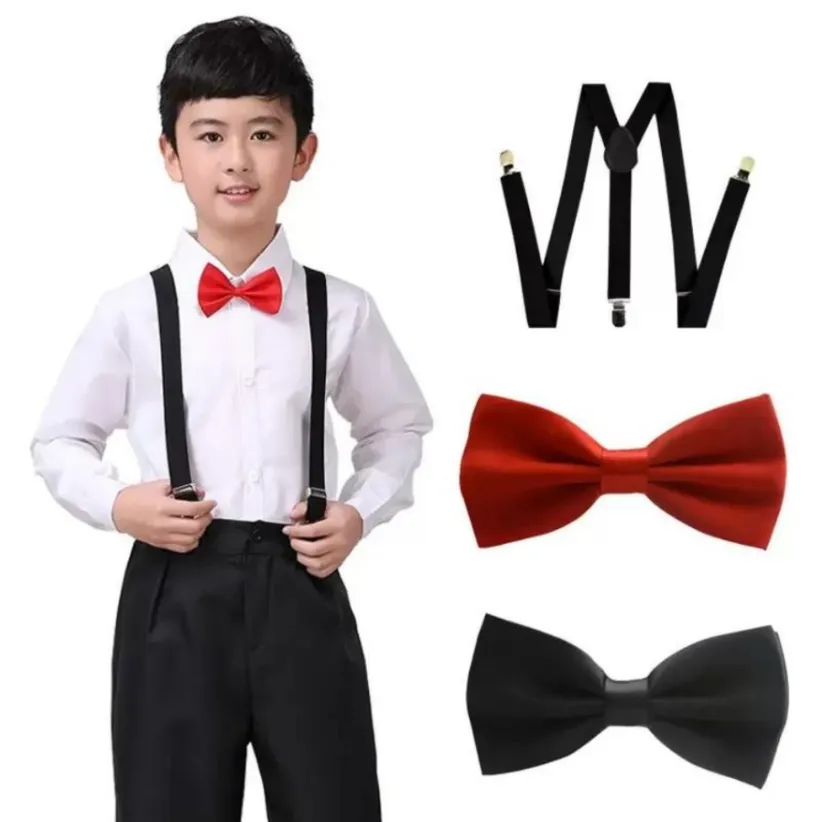 36 Color Kids Suspenders Bow Tie Set Boys Girls Braces Elastic Y-Suspenders with Bow Tie Fashion Belt or Children Baby Kids t1010