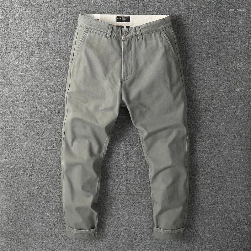 Pantalons pour hommes Rétro Coton Casual Heavy Duty Vêtements de travail Couleur unie Cargo Mode Lâche Droite Randonnée en plein air