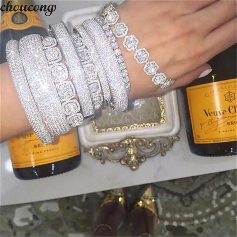 Bracciale rigido fatto a mano in 20 stili Braccialetti per feste in oro bianco con zirconi cubici 5A Braccialetti per donne uomini accessori per matrimoni199W