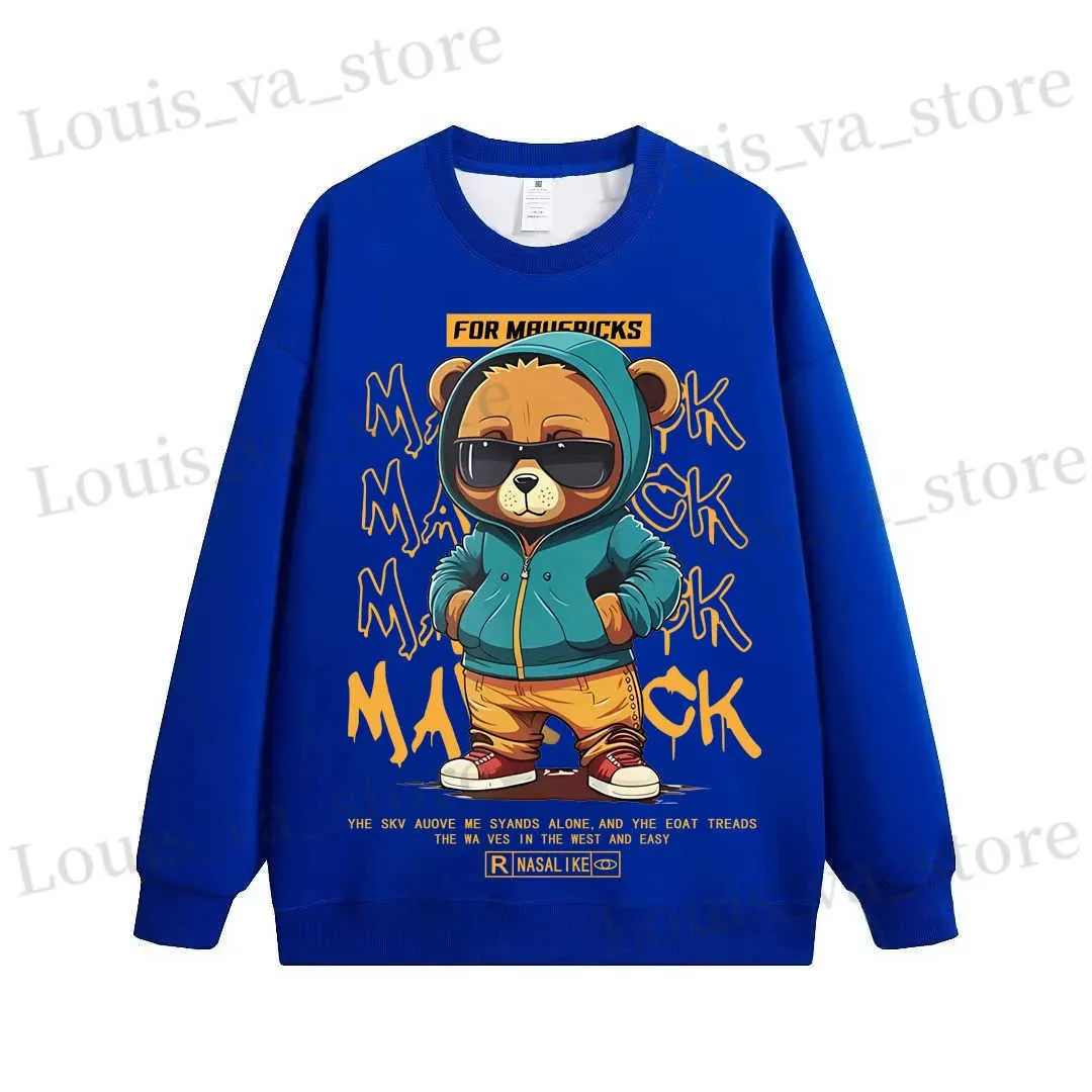 Męskie bluzy bluzy jesień męskiej bawełniana bluza koreańska zimowa ciepła t-shirt z długim rękawem Wysokiej jakości niebieska koszulka koszulka koszulka z drock męskie ubranie t231016