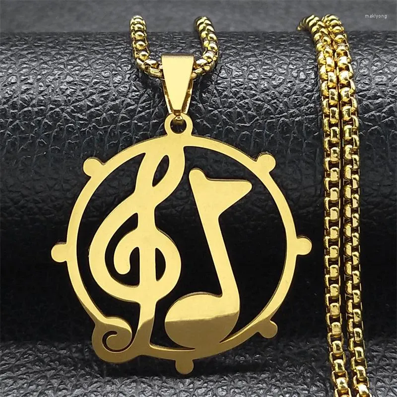 Colares Pingente Música Treble Clef Nota Colar Para Mulheres Homens De Aço Inoxidável Cor De Ouro Símbolo Musical Cadeia Presente Jóias Colar N9747S02