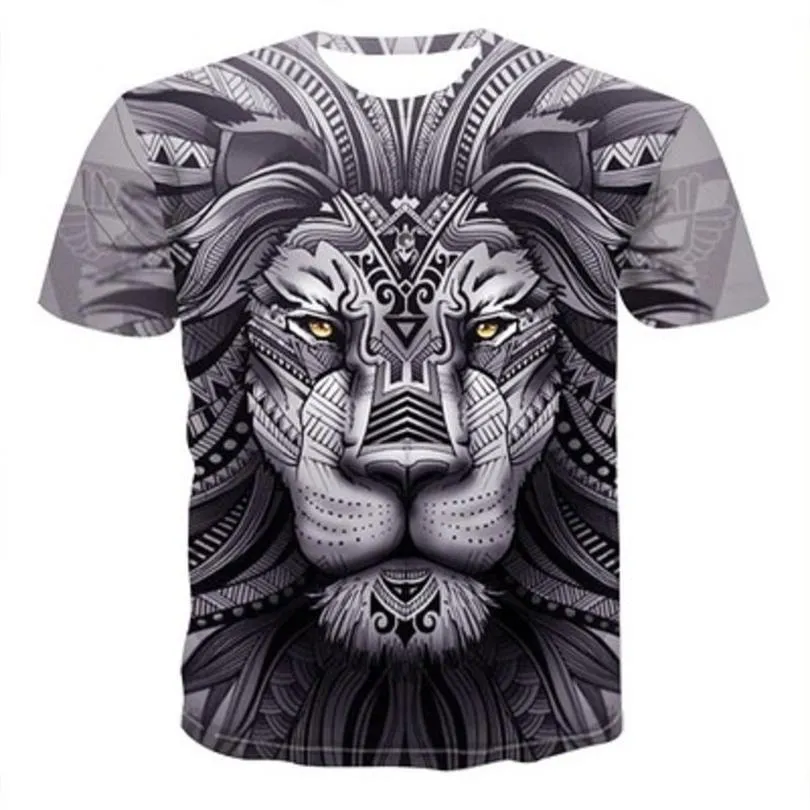 Sommer T Shirts Herren 2021 Mode 3D Tier Druck T-shirt Männer Lose Beiläufige Grafik Löwe Muster Straße Tees Jugend Hip hop Plus S312p