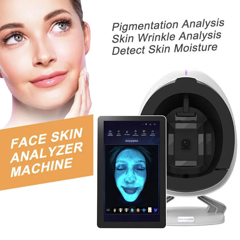 Huddiagnossystem Hög pixel Digital Magic Mirror 3D Auto Smart Facial Testing Face Scanner Analyzer Moisture Multi-Language Beauty Equipment for Commercial
