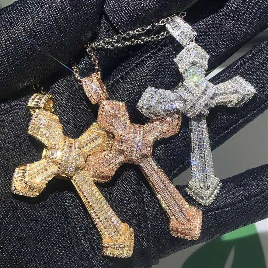 Choucong gloednieuwe sprankelende Lucky Cross hanger luxe Jewely 925 sterling zilver prinses geslepen witte topaas CZ diamanten bruiloft Nec240f