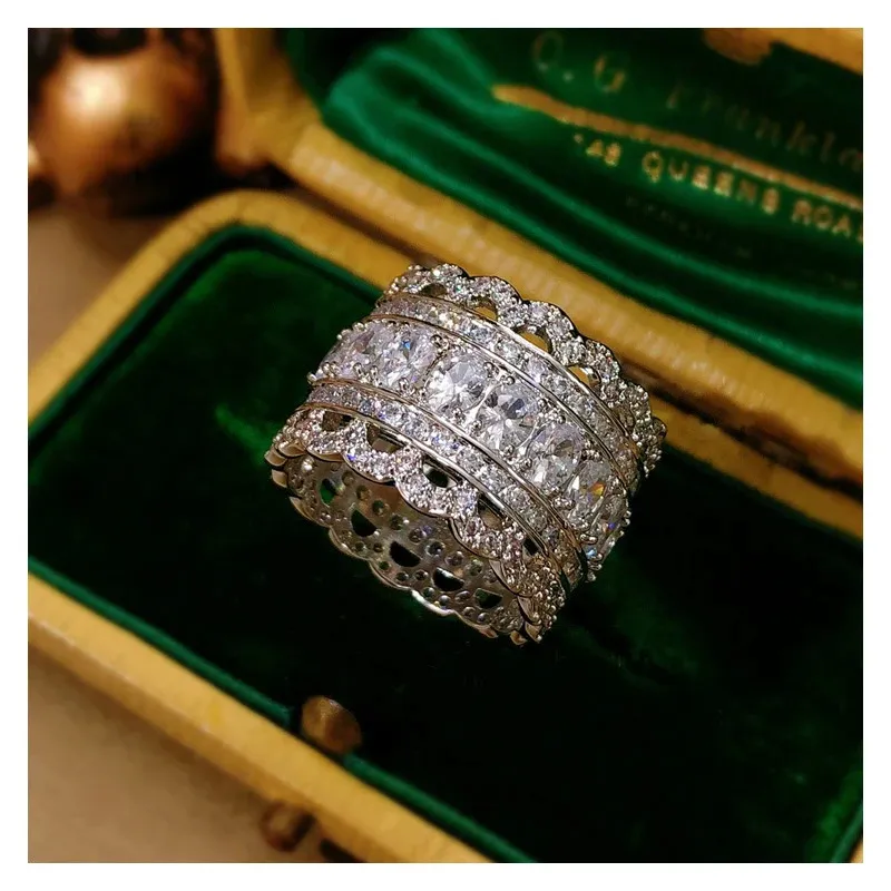Anéis de casamento para mulheres moda jóias vintage círculo romano zircônia cúbica requintado luxo nupcial anel de noivado 231016