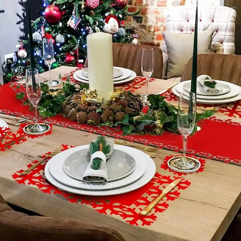 Placemats Kerstplacemats Feestelijk decor Sneeuwvlok 10 Anti-verbrandingsbeschermers voor het jaar