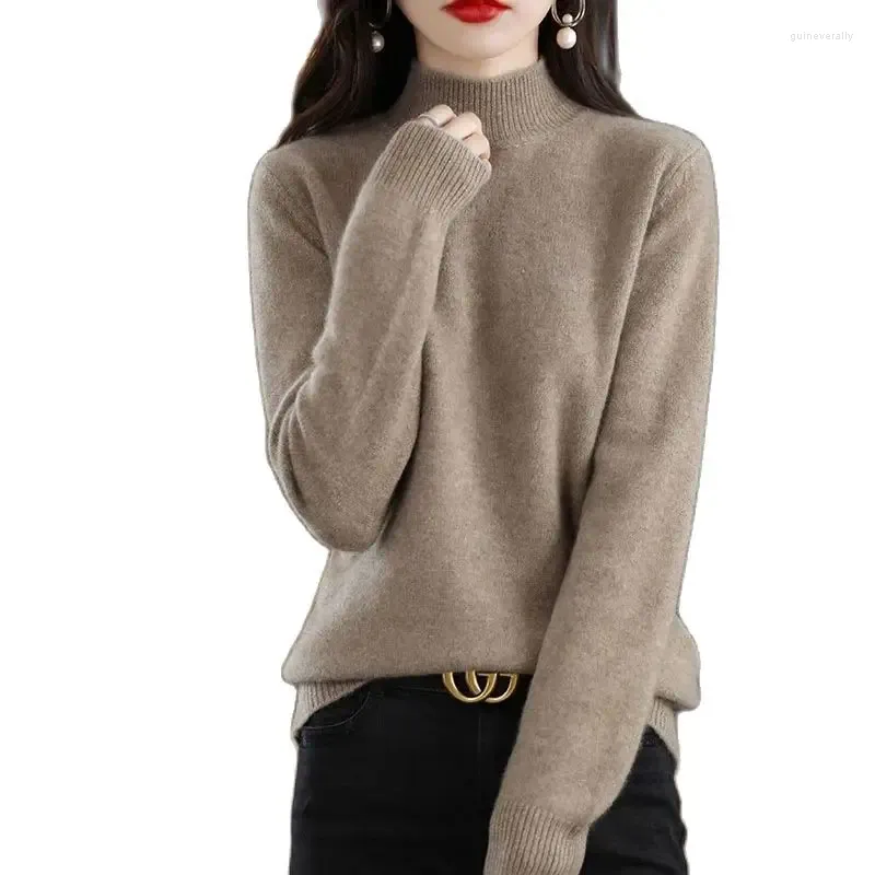 Women's Sweaters Autumn And Winter Fashion Tide Warm Sweater Loose Long-sleeved Semi-turtle Neck Knitted Pullover Bottoming ShirtLady