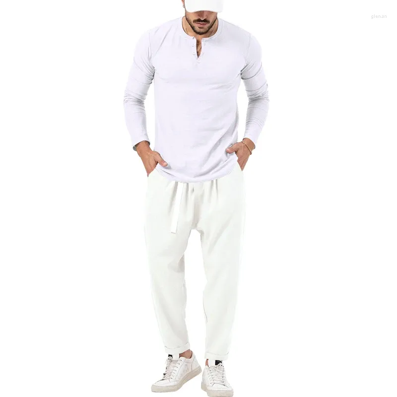 Tute da uomo Prodotto autunnale Commercio estero Amazon Tinta unita Casual Manica lunga T-shirt Pantaloni Set