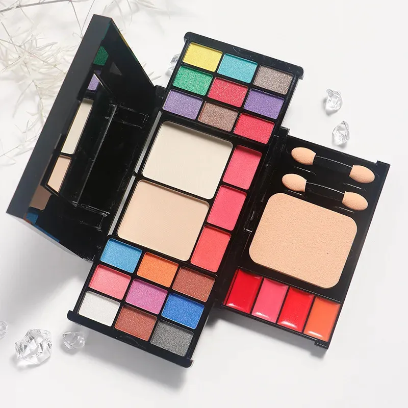 Ögon Shadow Full Makeup Set inkluderar Eye Shadow Palette Blusher Concealer Contour Highlight Lipstick Eyebrow Powder Brush Cosmetic Makeup Kit 231016