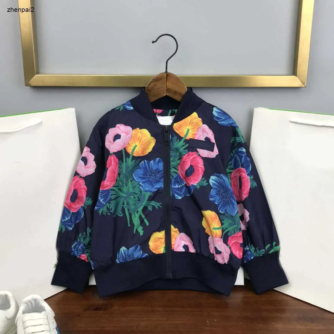 Designer de luxo crianças zíper casacos colorido floral impressão criança jaqueta tamanho 100-150 cm moda manga comprida bebê outwear ago18