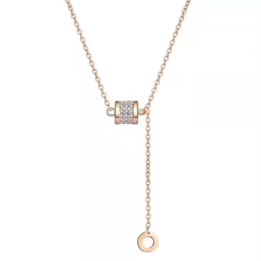 Collier de diamant classique de mode de haute qualité pendentif cylindrique coulissant bijoux de conception de luxe avec emballage de boîte-cadeau exquis245I