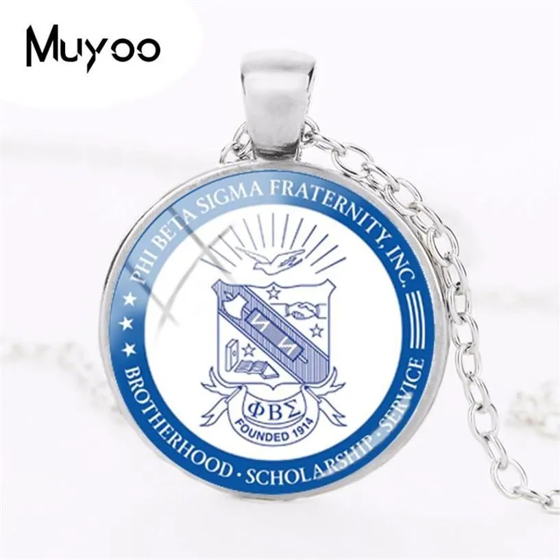 2018 New Phi Beta Sigma Fraternity Necklace Glass Glass Dome Dome Cabochon Po Pendant Link Chain Neckalces Silver Round Jewelry HZ1262E