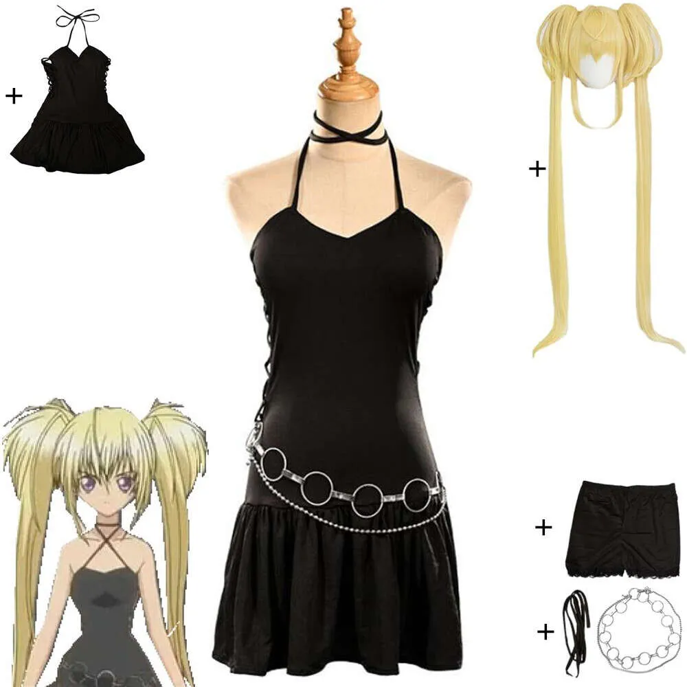 코스프레 애니메이션 S Chara Hoshina Tsukiyomi Utau Cosplay Costume 가발 섹시 여자 할로윈 무대 공연 검은 서스펜더 드레스 양복