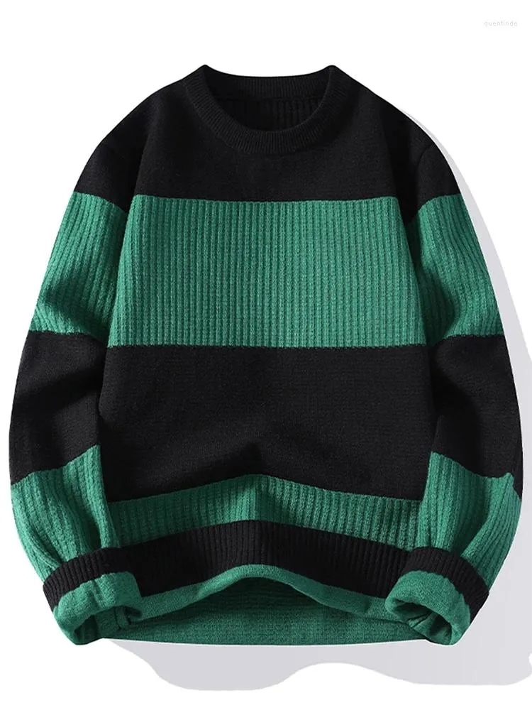 Męskie swetry Tops długie rękawie zimowe patchwork z dzianiny kaszmirowy sweter O Neck Pullover Knitwear High-end Skoczkowie A255