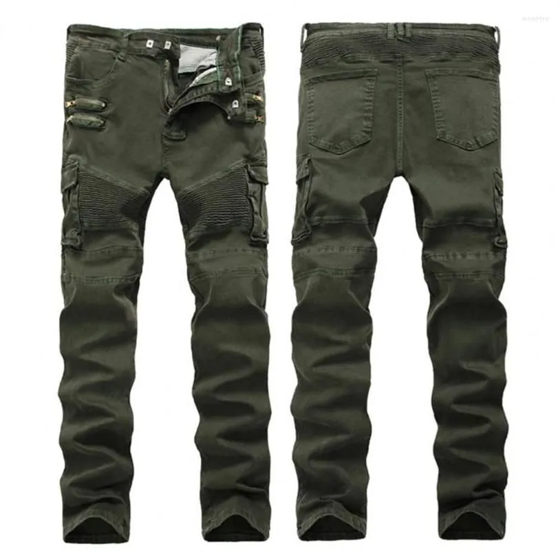 Pantalons pour hommes Pantalons pour hommes à la mode Pantalons pour hommes Fermetures à glissière Bas Taille moyenne Ruches Crayon Cargo Dressing303n