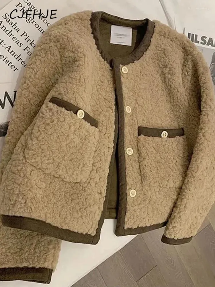 Женское меховое пальто CJFHJE, женское повседневное модное пальто из искусственного меха ягненка, пушистое, уютное, свободное, верхняя одежда, женская зимняя утолщенная теплая плюшевая куртка