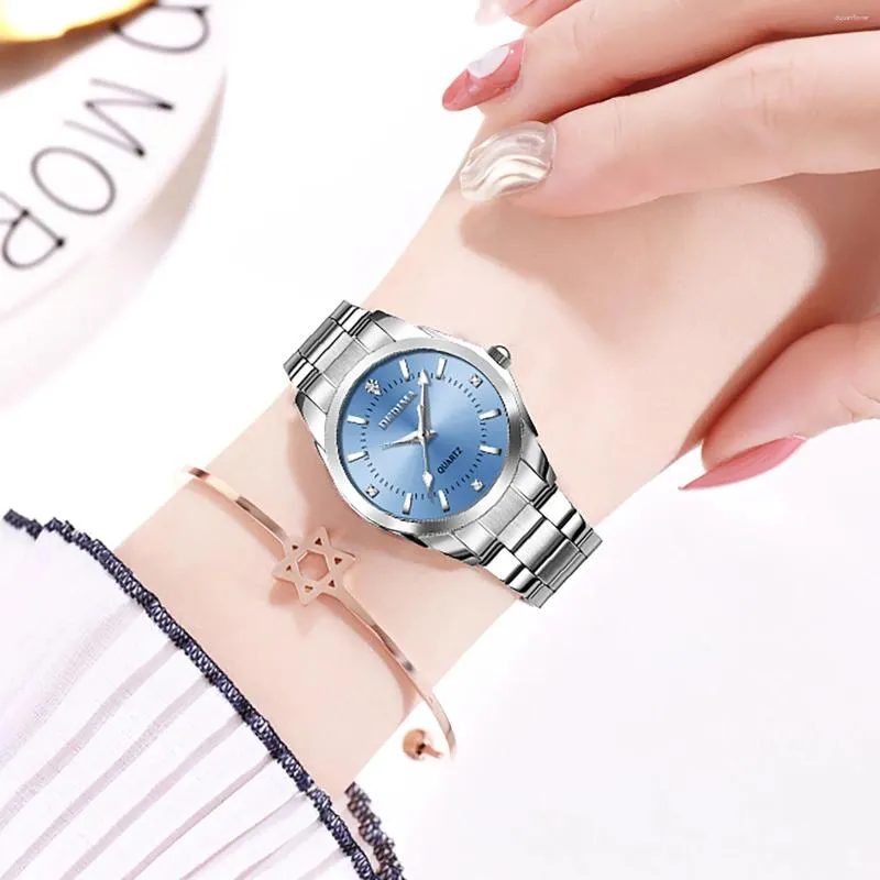 Montres-bracelets esthétiques dames argent rose cadran métal femmes bracelet quartz horloge mode femme montre cadeaux