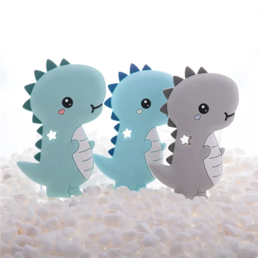 Jouets de dentition de qualité alimentaire 10 pièces stégosaure Silicone dinosaure bébé anneaux de dentition Dragon sans BPA produits pour nourrissons né sucette chaîne bricolage jouets 231016