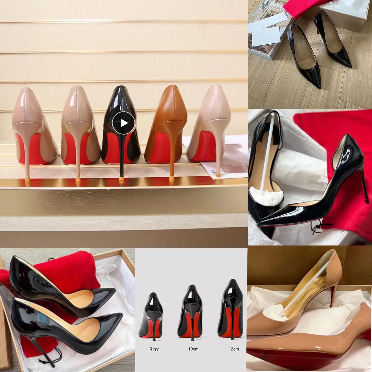 Star Style Luxury Shoes Women Red Shiny Bottom Pumps Brand High Heel Shoes Dress Wedding Shoe