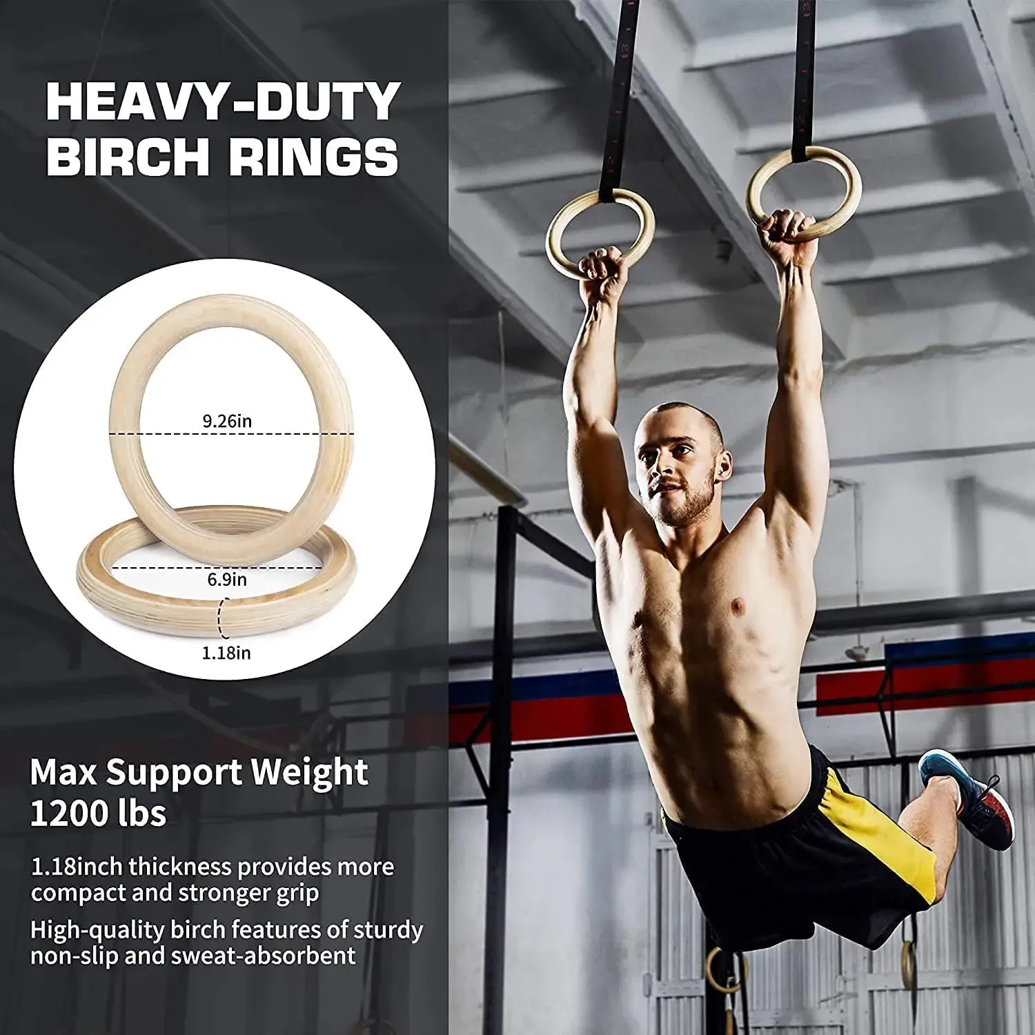DHgate.com:Wooden Gymnastic Rings - Non-Slip Crossfit Rings with ...