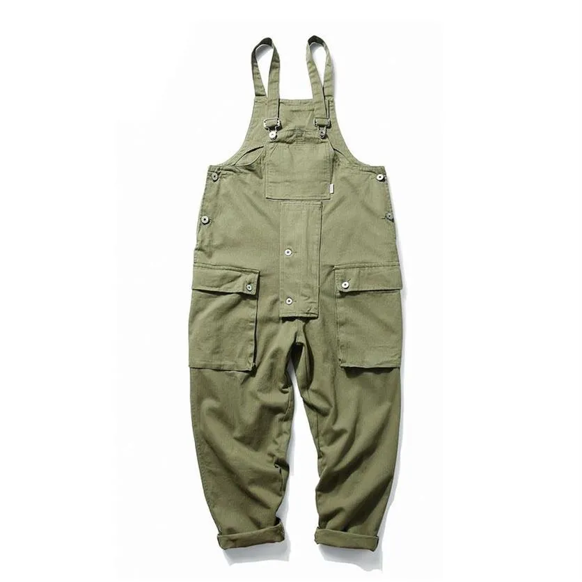 Mannen Jeans KIOVNO Mode Mannen Hip Hop Bib Overalls Multi Zakken Cargo Werk Streetwear Jumpsuits Voor Mannelijke Losse Pants227A