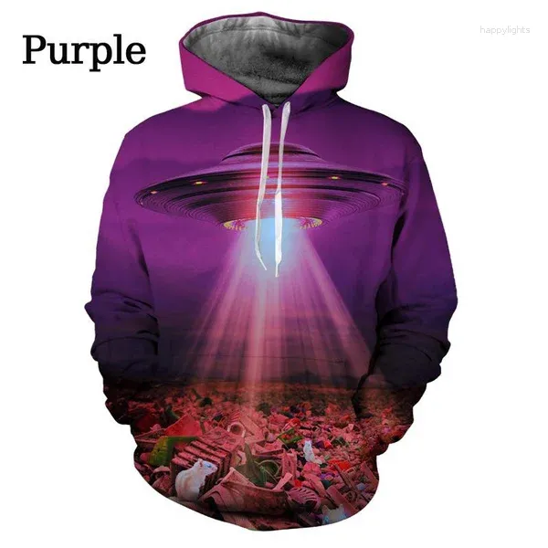 Erkek Hoodies 2023 Sonbahar/Kış UFO 3D Hoodie Komik Moda Unisex Cool Harajuku Çift