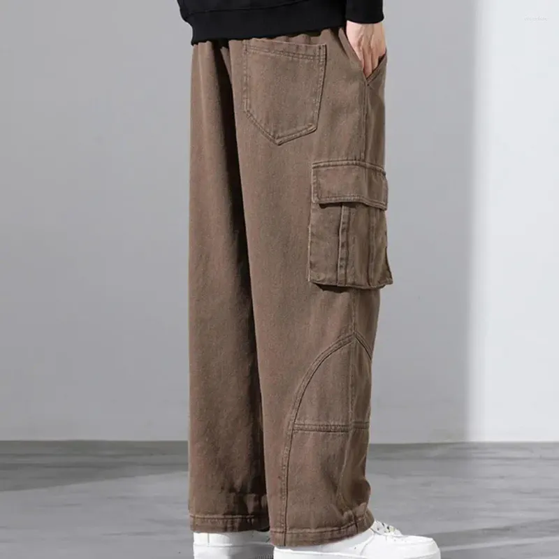 Pantaloni da uomo con tasche Pantaloni streetwear Gamba larga multitasche traspiranti per un look elegante e confortevole