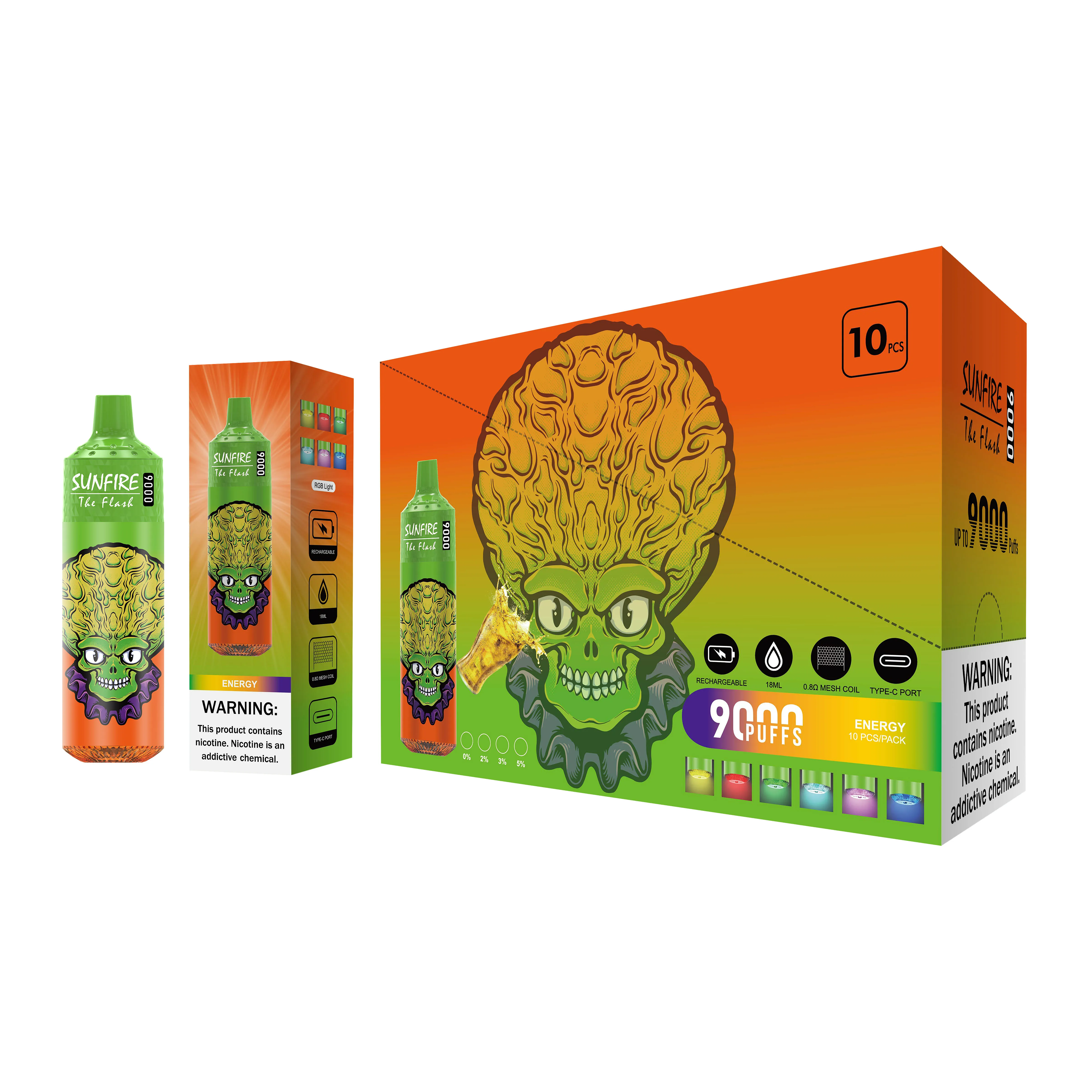 Top 1 Supplier Tornado 9000 Puffs Disposable Vape E Cigarette Sunfire