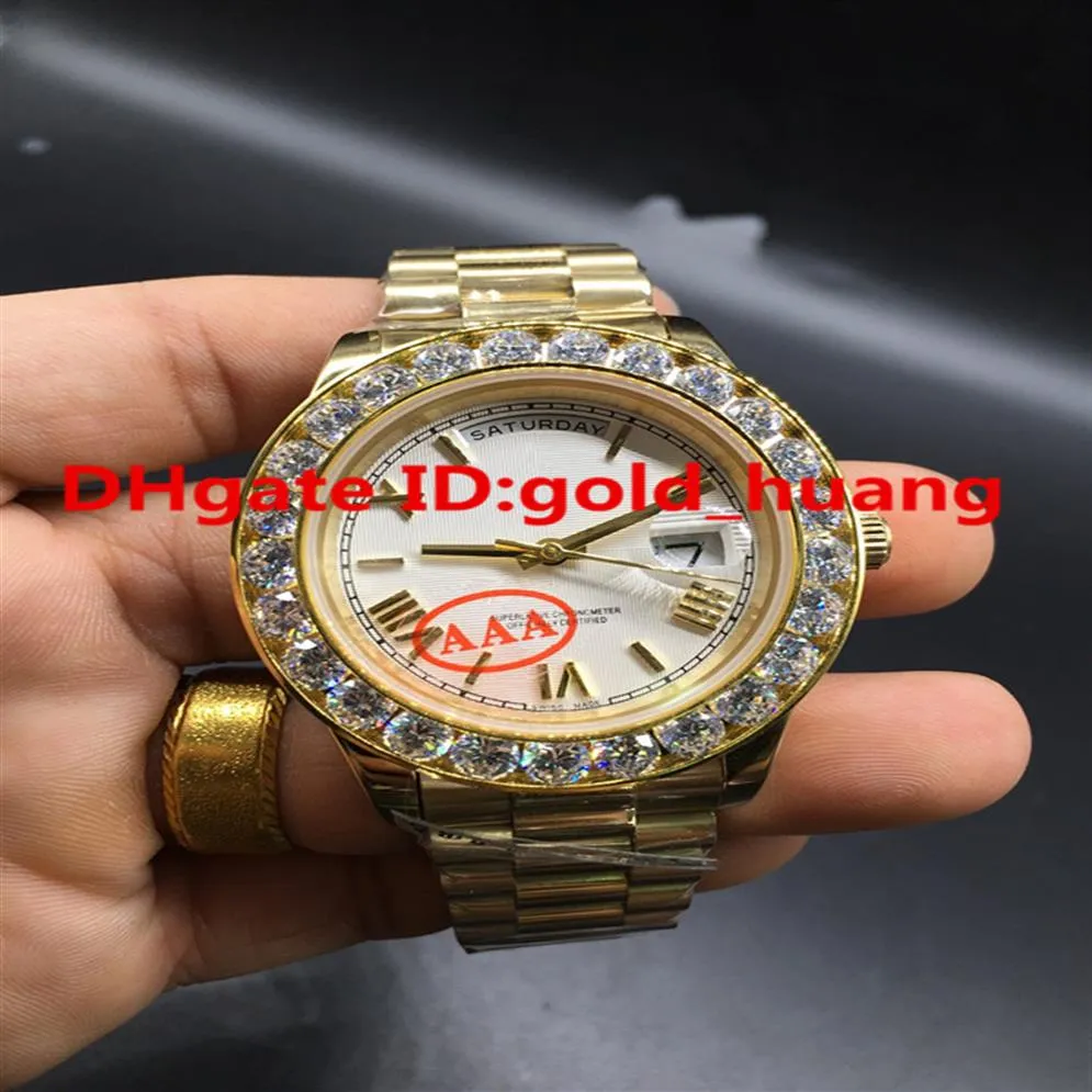Boutique 43mm Gold Big diamond Mechanical man watch Rome nail multi color dial Automatic Stainless steel men's watches 20231s