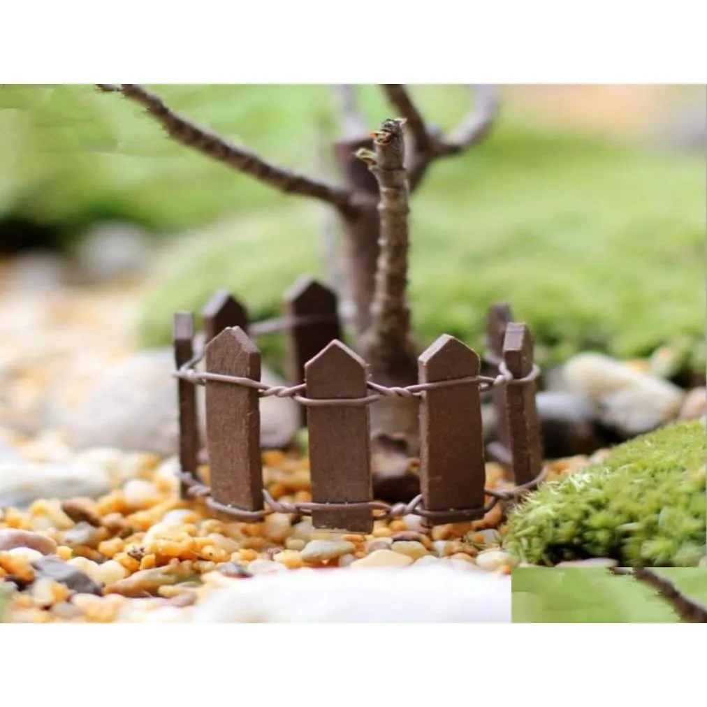 Garden Decorations Wood Animal 50 Pcs Fence Palisade Miniature Fairy Home Houses Decoration Mini Craft Micro Landsca Decor Drop Deli Dhzle