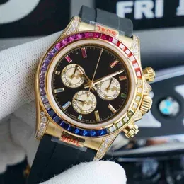  Wristwatches Chronograph Series Automatic Mechanical Watch Rubber Strap Gmt Reloj Inlaid Colored Stones Mens Women Luxury Watches