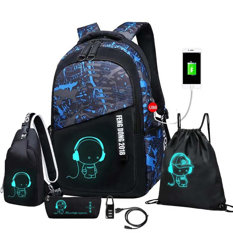 Sacos escolares à prova d'água luminosa crianças mochila crianças sacos de escola para meninos mochila escolar ortopédica primária mochila saco de livro mochila 231016