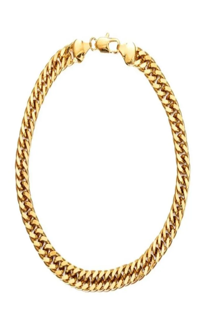 Anklets Wide 7mm Cuban Link Chain Gold Color Anklet Thick 9 10 11 Inches Ankle Bracelet For Women Men Waterproof296B2934214