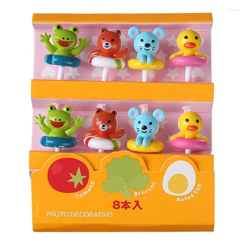 Garfos 8pcs desenhos animados infantis garfo de fruta japonês bento vara casa sobremesa animal pequeno