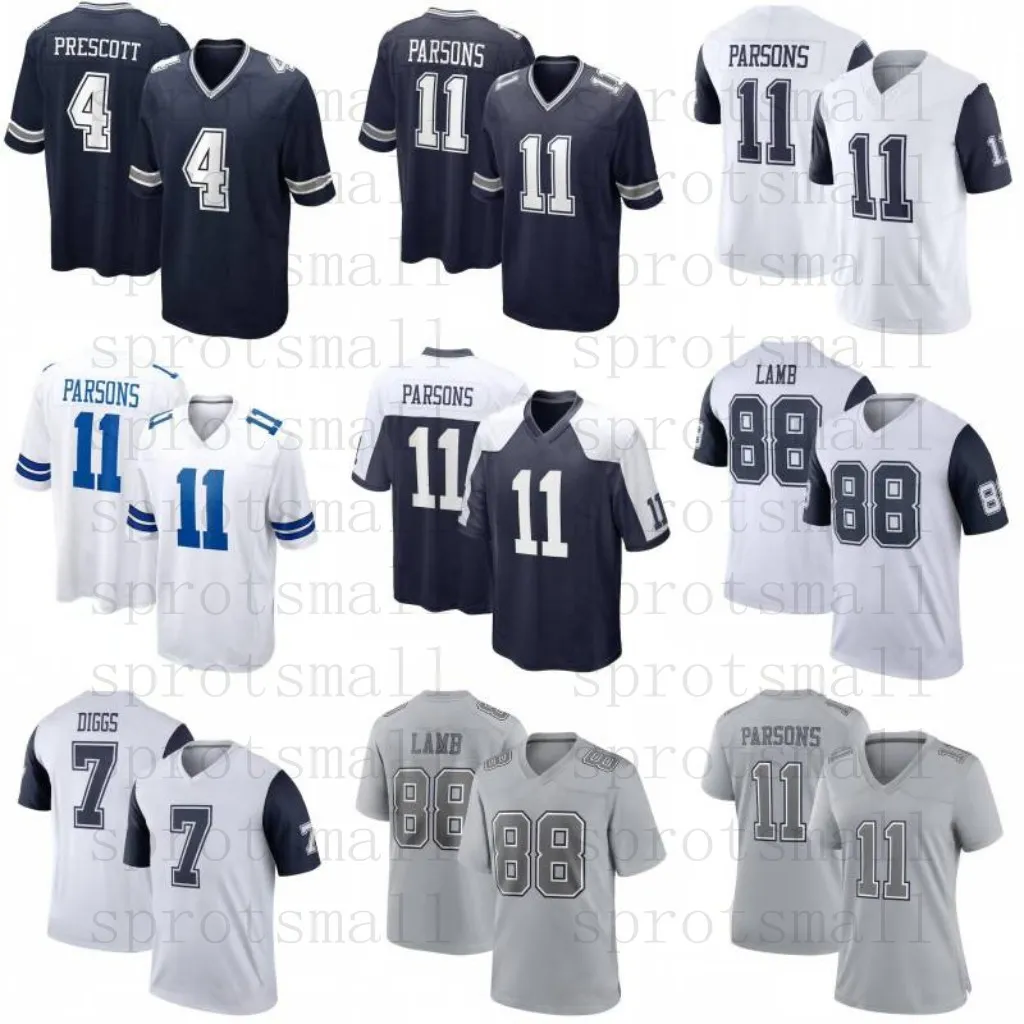 Micah Parsons voetbalshirt aangepaste jeugd CeeDee Lamb Dak Prescott Tony Pollard Leighton Vander Esch Trevon Diggs Trey Lance Tyler Smith damesshirt