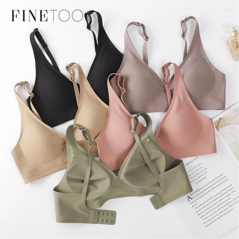 BRAS FINETOO Doux Sans Fil Soutien-Gorge Femmes V Profond Sexy Bralette Rembourré S-XL Femelle Sous-Vêtements Sans Couture Confortable Dames Lingerie286v