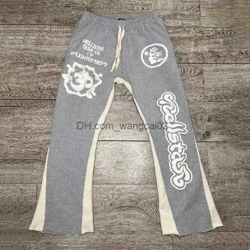 Mens Pants Y2K Vintage Men Streetwear Grey Baggy Hell Star Cargo