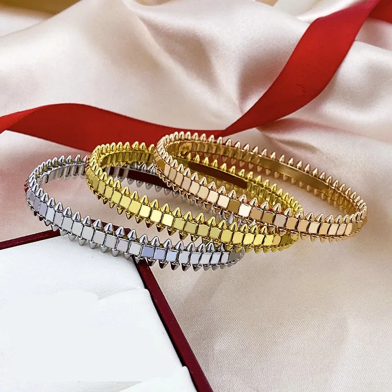 Luxuriöses Design-Damenarmband, Titanstahl, Liebesschmuck, Geschenk, Größe 17, für Damenmode, Gold, Silber und rosévergoldeter Schmuckarmreif