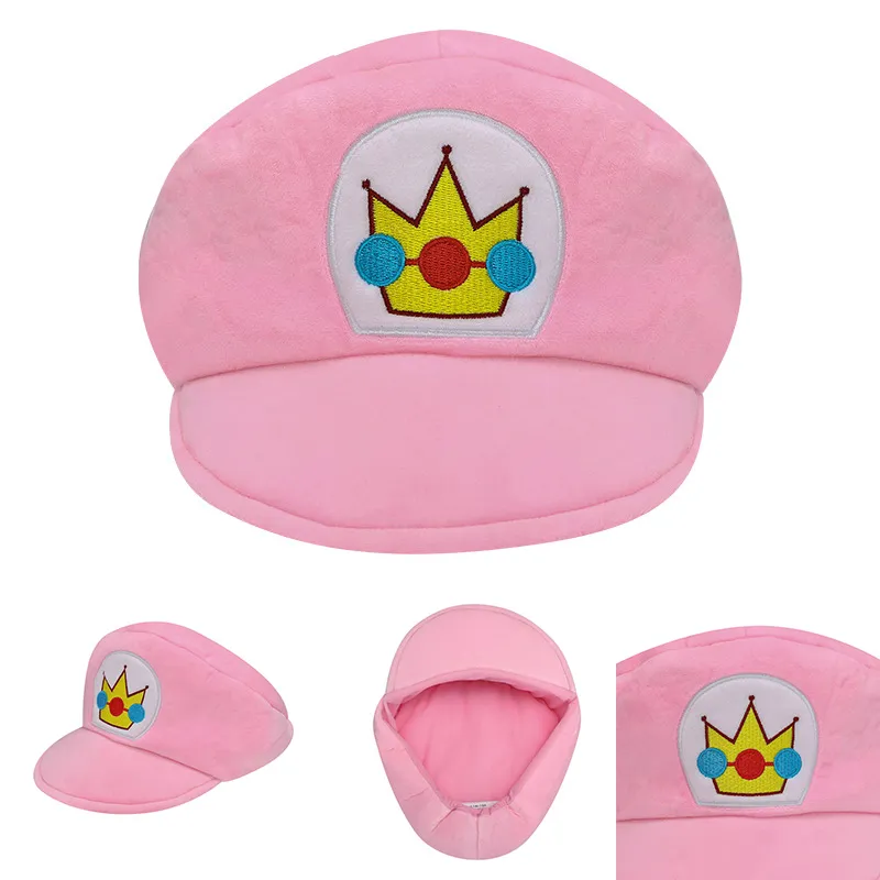 Soft Touch Newsboy Hats Pink Princess Peach Crown Hat Winter Keep Warm Cosplay Casquette Cap Anime Game Fans Collection Gift
