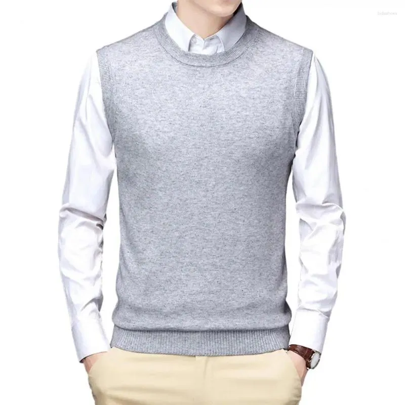 Coletes masculinos sem mangas colete elegante malha quente casual simples inverno moda pull-over design jaqueta masculina