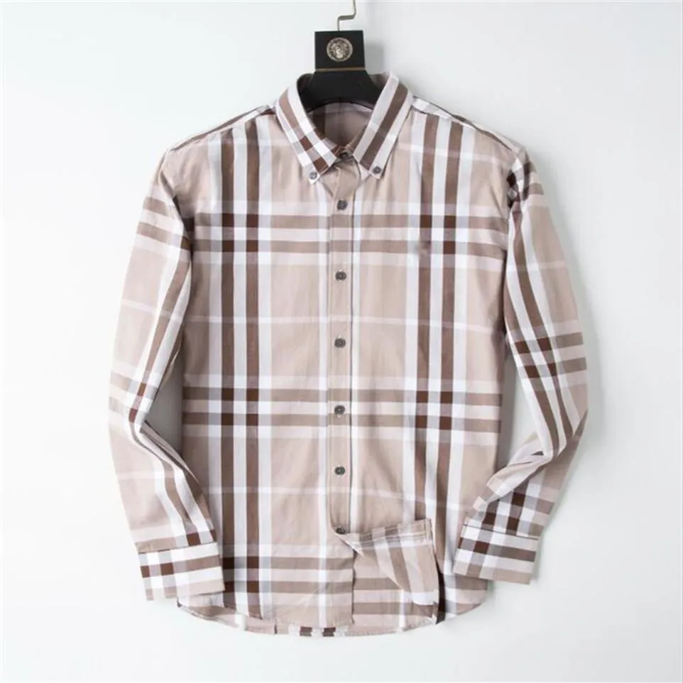 Koszulki ekskluzywne Ubrania S TOP BAWIEŃ POPLIC FRACT Classic British Plaid Męska koszula z długim rękawem Plus Fat Płaszcz M-4XL2605