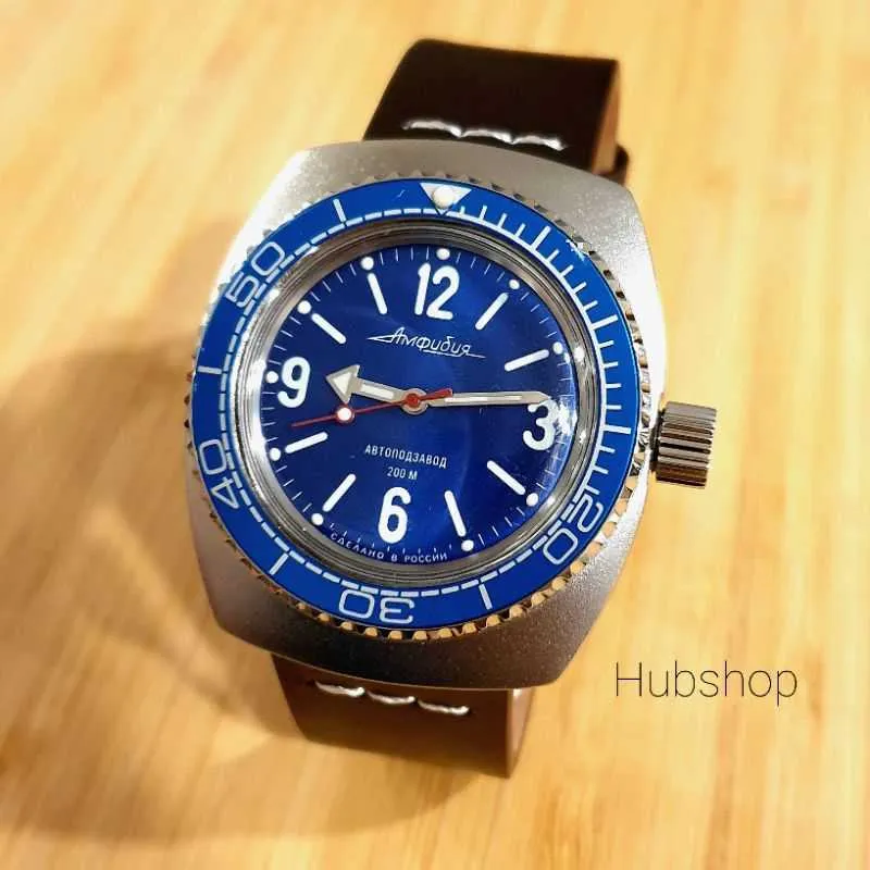 Modded Vostok Amphibia Blue Automatic Mechanical Mens Watch